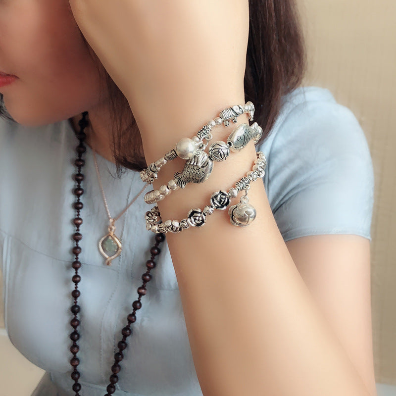 Campana de estiramiento de cuentas hecha a mano al por mayor Rose Piscis Elefante Pulsero Pulsero